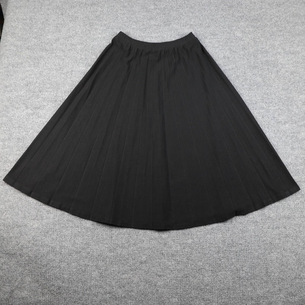 Alfred Dunner Skirt Womens‎ 8P Black Pleated Elastic Waist Midi Petite A-Line